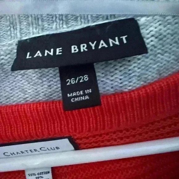 Lane Bryant Cardigan 26-28 Open Stripes Knit Black White Gray Soft Plus - Picture 4 of 7